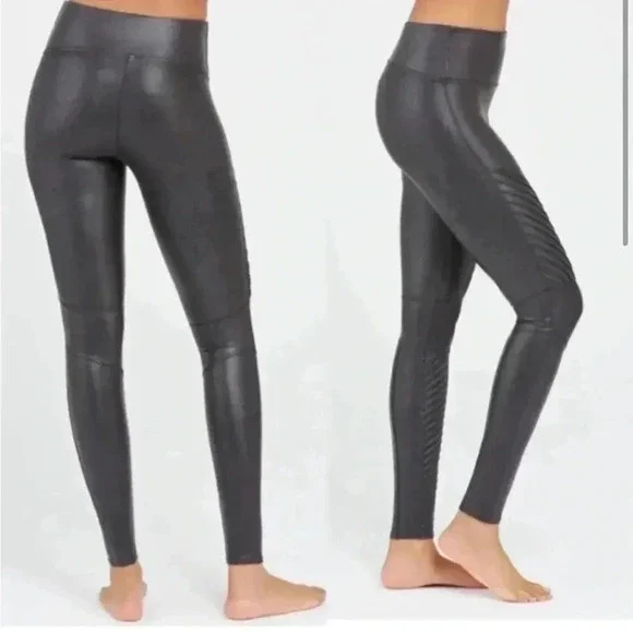 Spanx Faux Leather Moto Leggings in Black Size med - Picture 2 of 8